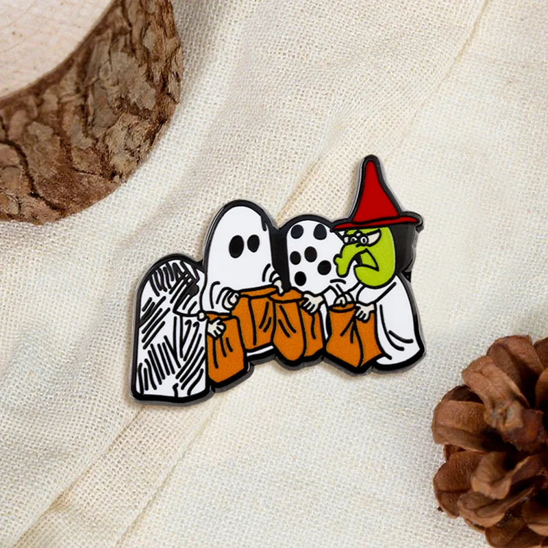 Halloween Ghost Lapel Pin Vintage Pumpkin Believer Enamel Brooch Cute Badge