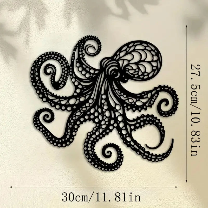 Large Metal Octopus Wall Art Sculpture - Nautical Gothic Tentacle Decor