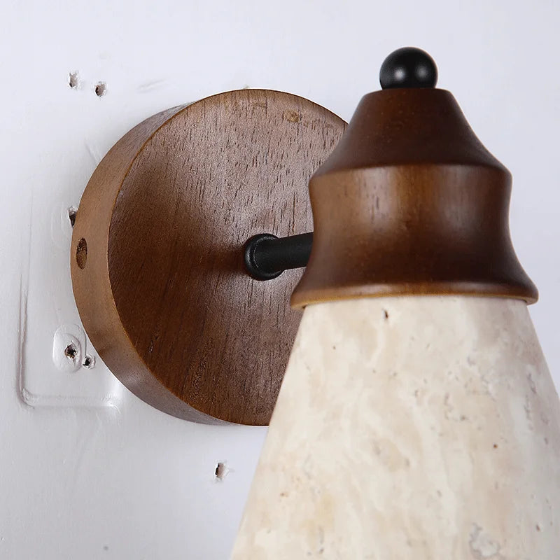 Natural Stone Wall Lamp - Yellow Travertine Sconce for Bedroom & Living Room