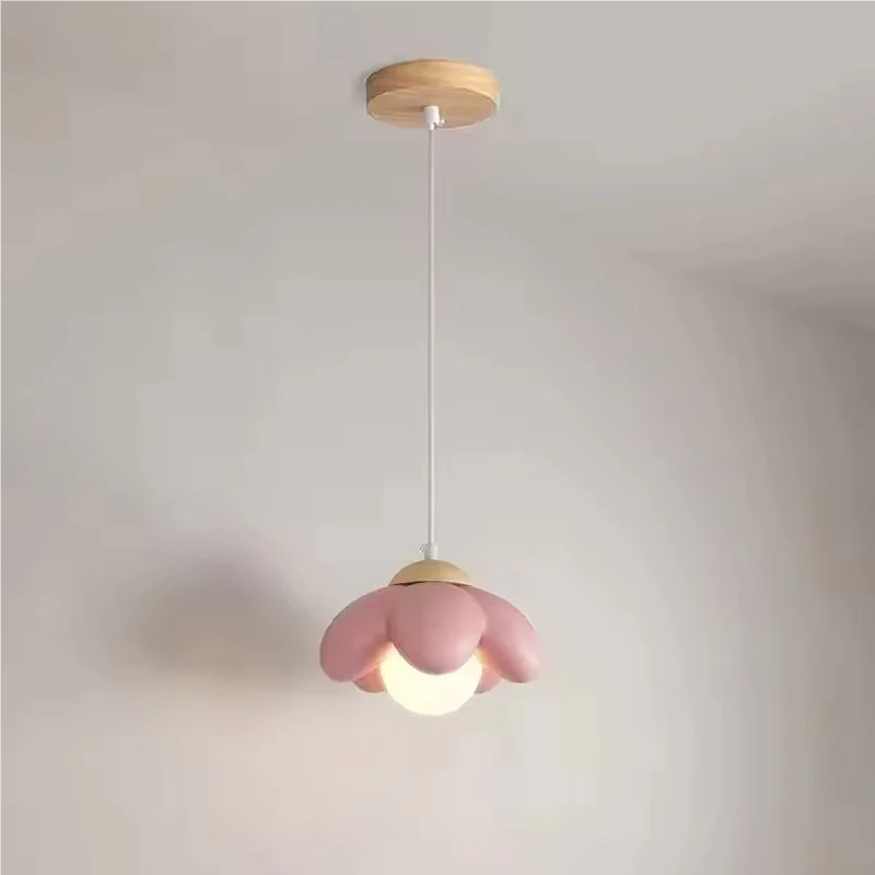 Modern Pink Flower Shaped Resin Pendant Lamp with G9 Bulb for Bedroom Living Room