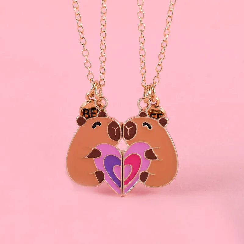 Cute Heart-Shaped Friendship Necklace Set for Girls - Best Friend Gift, Multiple Metal Colors