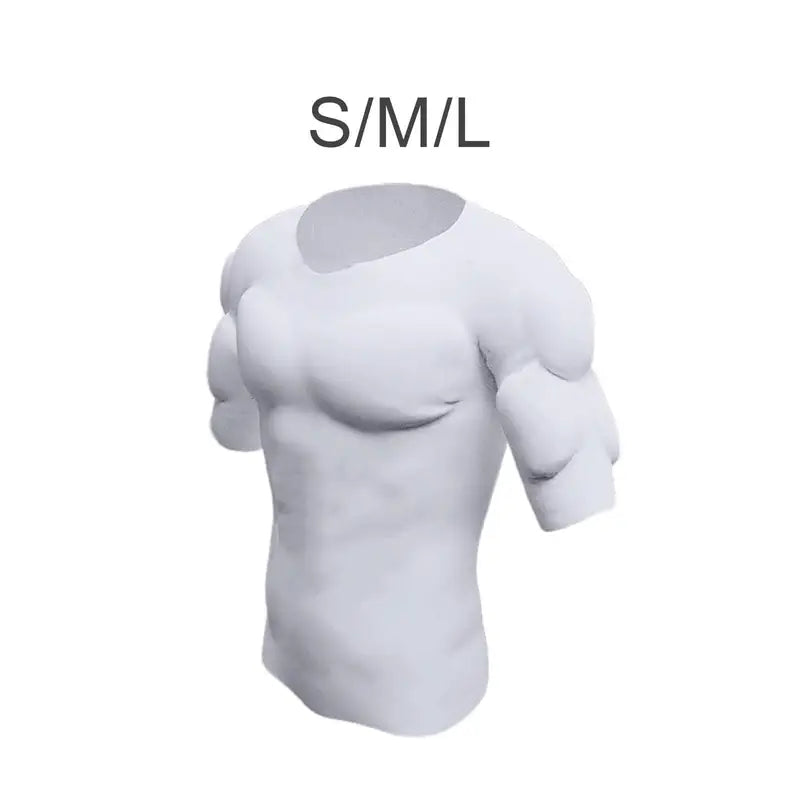 Fake Muscle T Shirt Men Costume with 3D Built-in Shoulders for Cosplay & Dress Up