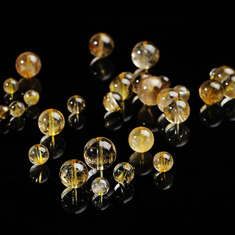 Natural Stone Rutilated Quartz Beads - 4mm-7mm Round Loose Spacer Beads for Jewelry Making
