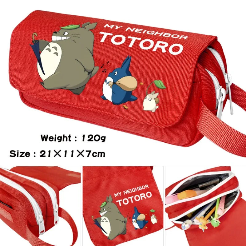 Anime Cartoon Pencil Case Waterproof Canvas Pen Bag Stationery Organizer