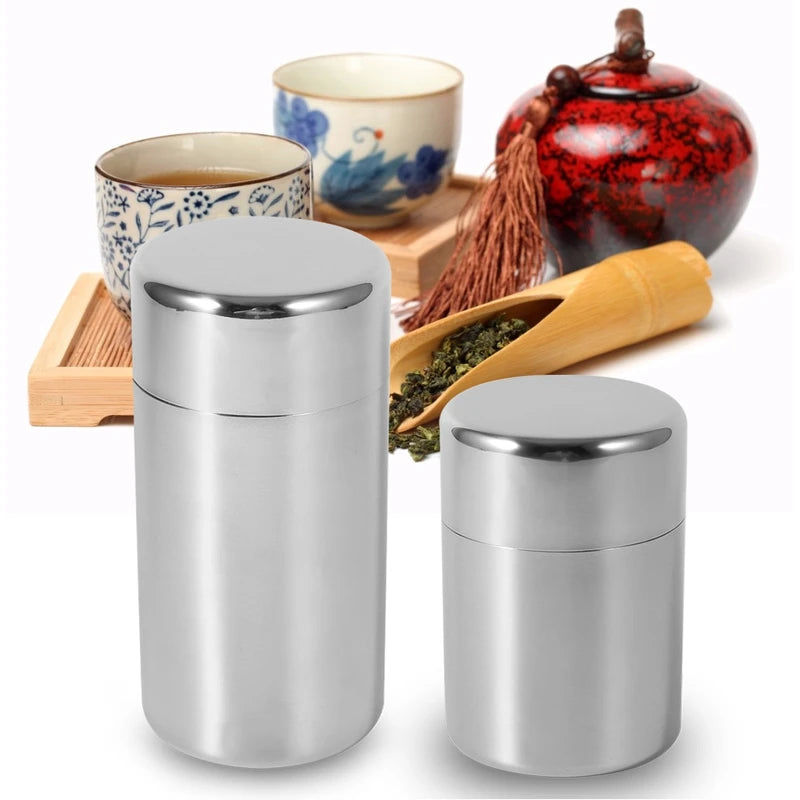 Stainless Steel Tea Canister Set with Lid - Food Storage Containers for Tea Coffee Sugar