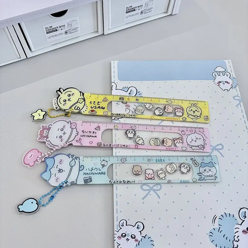 Clear Acrylic 15cm Sliding Ruler with Pendant for Drawing & Journals