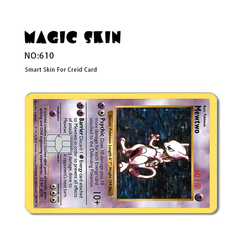 Pokemon Card Decals Waterproof Sticker Set for Credit and Game Cards - Multiple Colors
