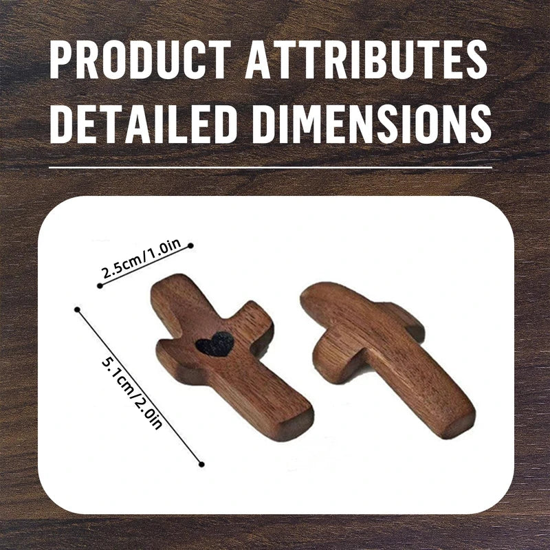 Wooden Cross Fidget Stress Relief Toy - Handmade Pocket Prayer Cross for Meditation & Encouragement
