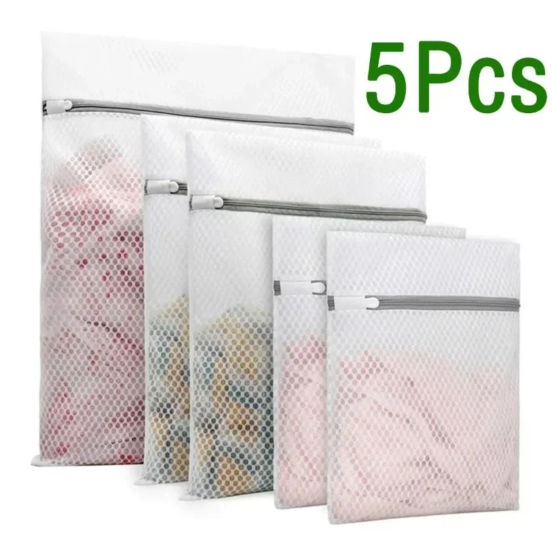 5Pcs Mesh Laundry Bags Set Durable Reusable Washing Machine Organizer Bags