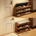 Upholstered Shoe Storage Bench with Flip Top Seat Entryway Organizer