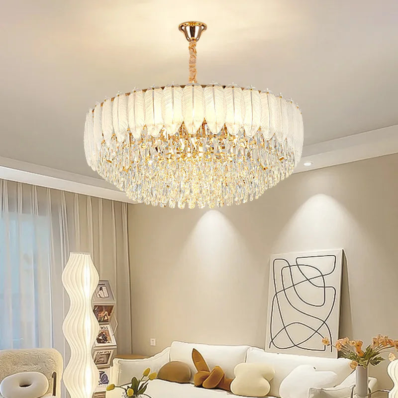 Modern Luxury Crystal Pendant Light for Living Dining Bedroom Ceiling Chandelier