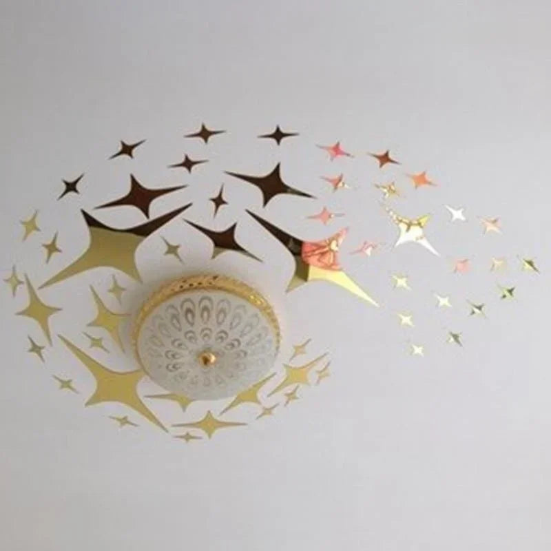 50Pcs Mirror Effect Star Shape Wall Decals - Removable Home Decor Stickers