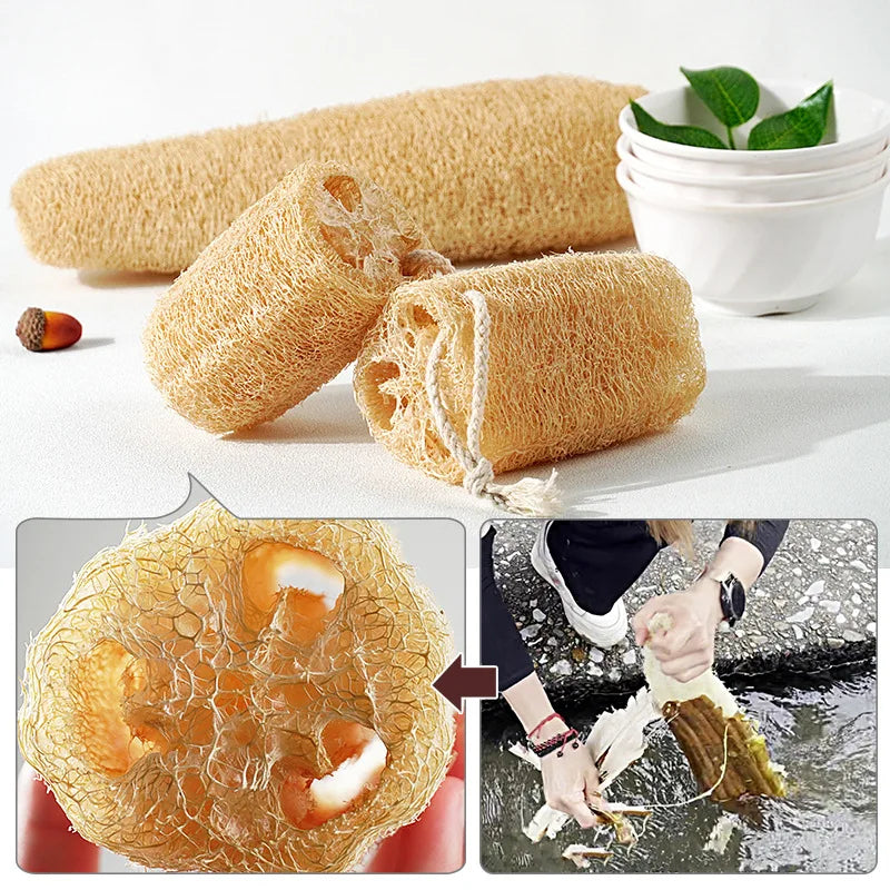 Natural Loofah Sponge for Dishwashing & Skin Care - Biodegradable Non-Stick Cleaning Brush