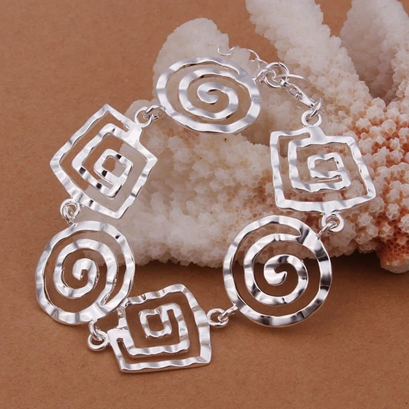 925 Sterling Silver Charm Bracelet for Women Holiday Gift Fashion Jewelry 8 Inch