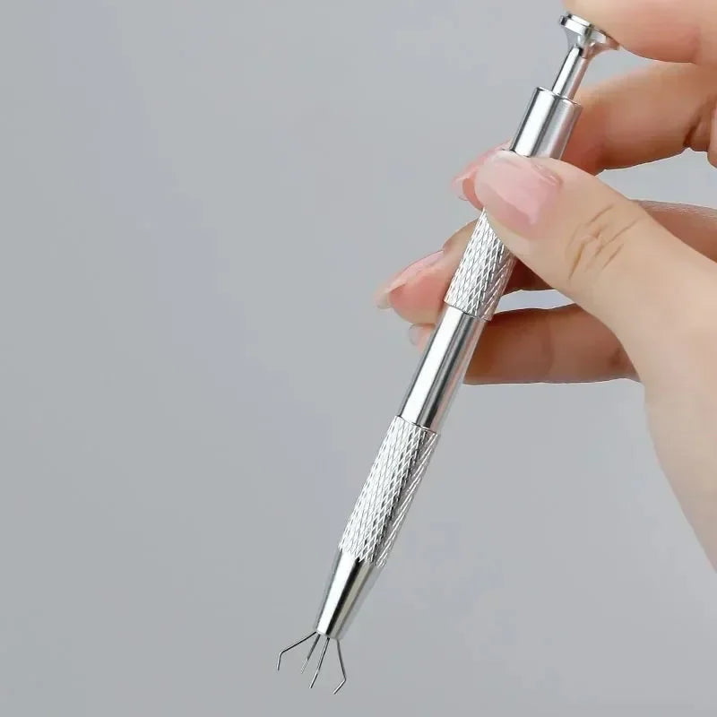 Multifunctional Stainless Steel Nail Tweezer Clip with Gripping Sponge for Manicure Decoration