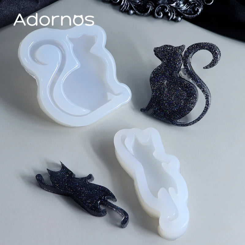 Halloween Resin Silicone Molds Kitten Cat Jewelry & Keychain Crafting Mold