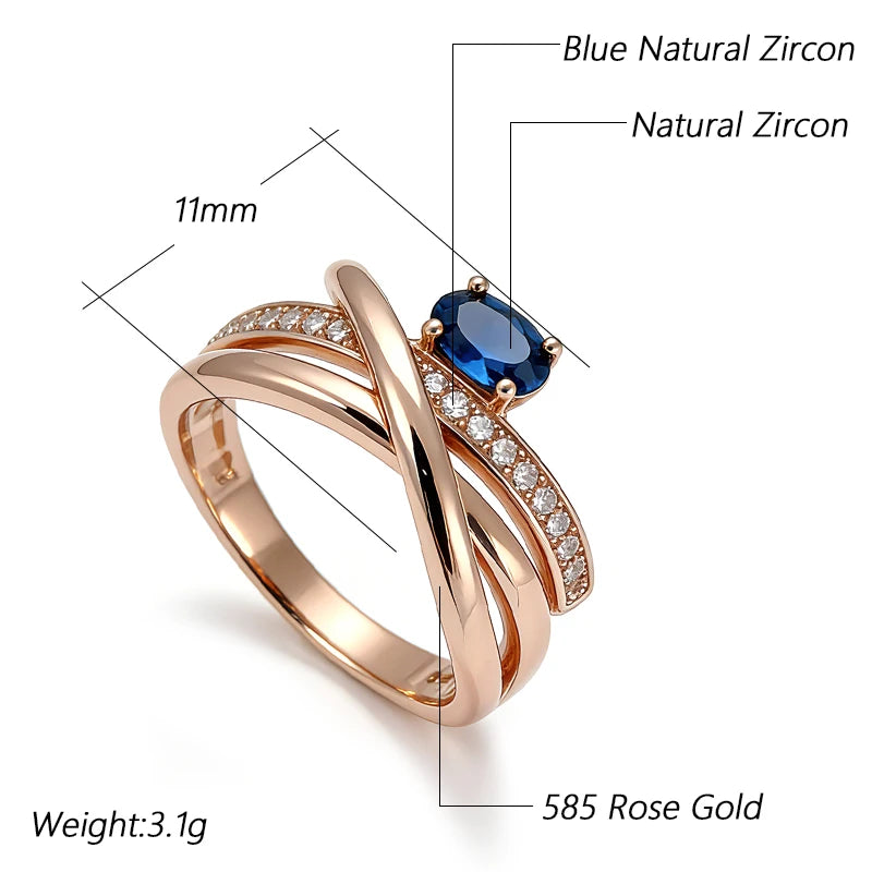 Unisex Rose Gold Cross Ring with Blue Zircon for Women Men Jewelry Gift