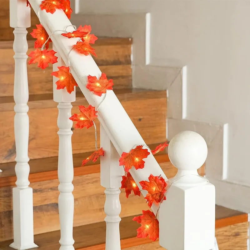 Maple Leaf String Lights Waterproof Outdoor Decor for Halloween & Autumn
