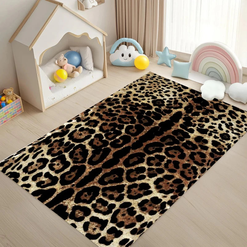 Non-Slip Washable Leopard Print Carpet for Living Room & Bedroom