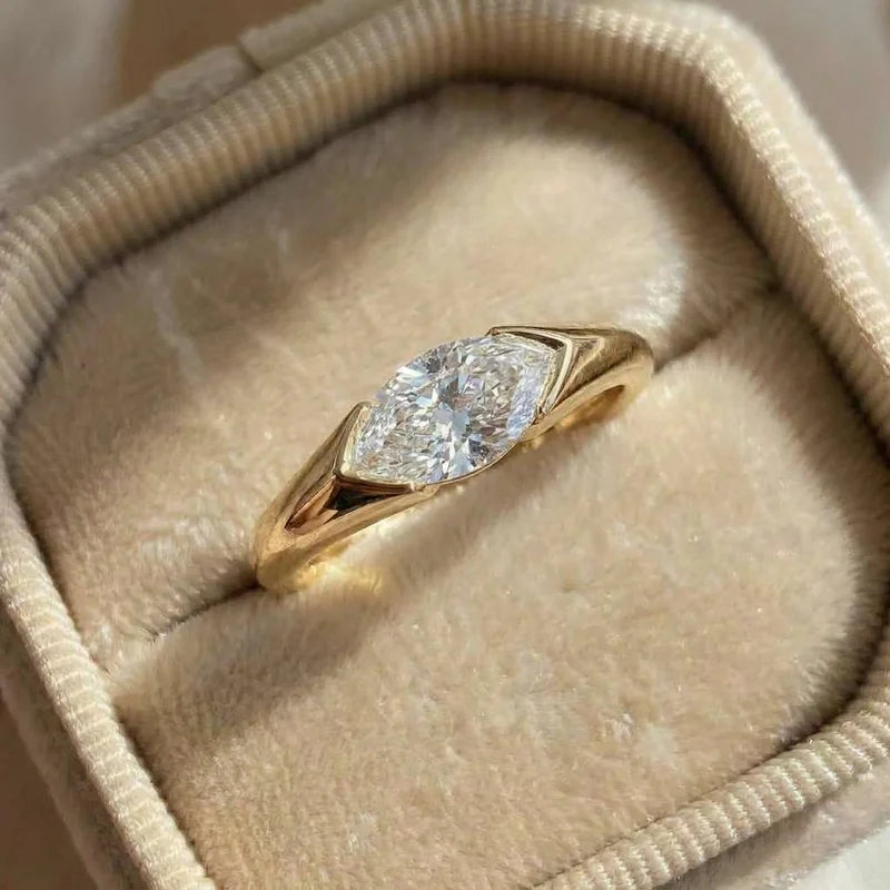 925 Sterling Silver Wedding Bands for Women - Elegant Marquise Zirconia Ring Set