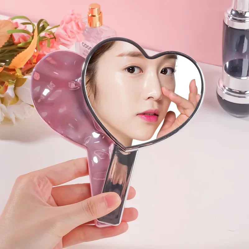 Heart-Shaped Handheld Mirror for Makeup & Beauty Spa Salon Personal Care