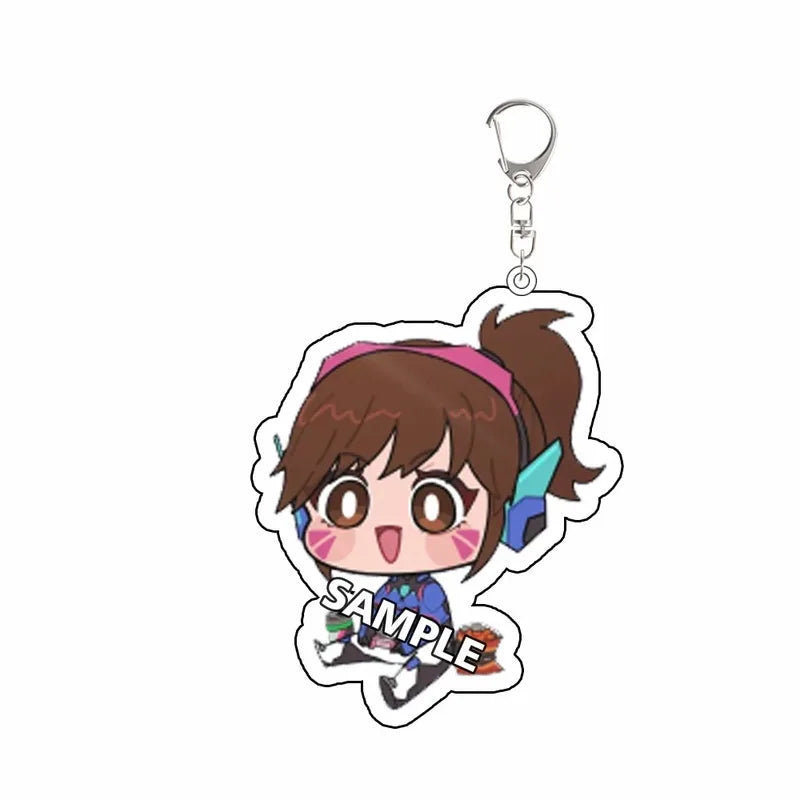 Overwatch Acrylic Keychain Set - Mercy, Juno, Kiriko, Lifeweaver, Sombra Backpack Accessories