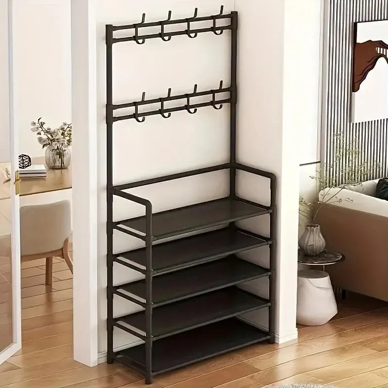 Five Layer Shoe Rack with Side Pockets - Multi-Functional Household Storage