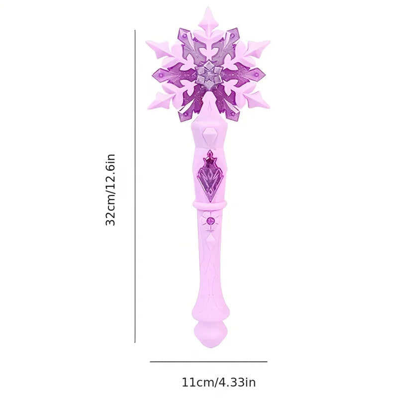 Princess Snowflake Magic Wand with LED Light - Dress-Up Toy for Girls, Holiday & Birthday Gift