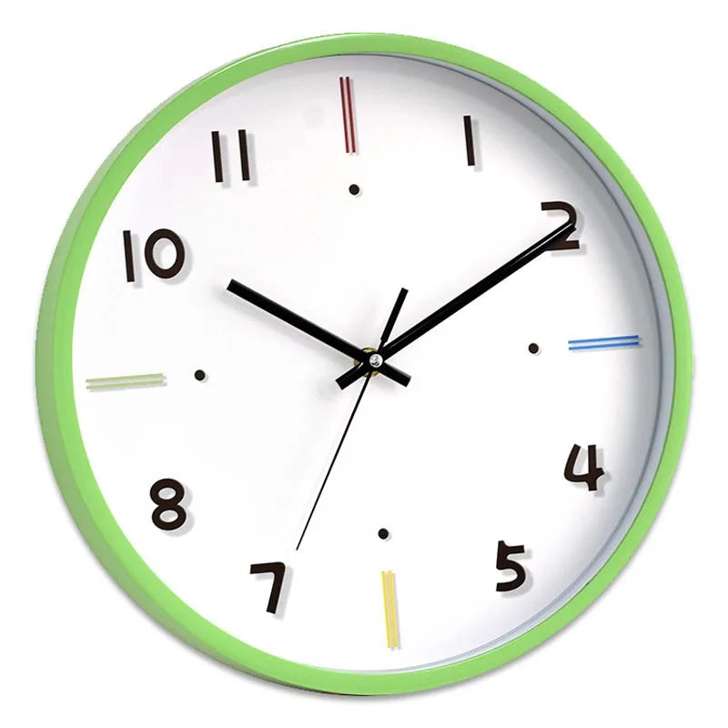 12-Inch Modern Wall Clock for Living Room Bedroom No-Drill Design - Multiple Colors