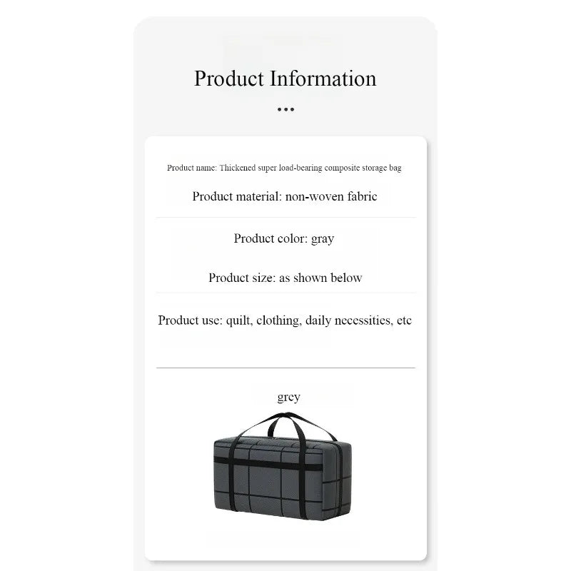 Large Capacity Folding Duffel Bag for Clothing Storage – Portable Wardrobe Organizer with Double Zipper