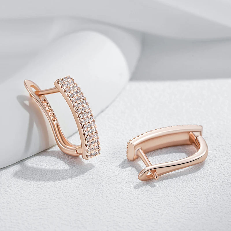 Natural Zircon Square Drop Earrings for Women in Rose Gold - Elegant Daily Jewelry