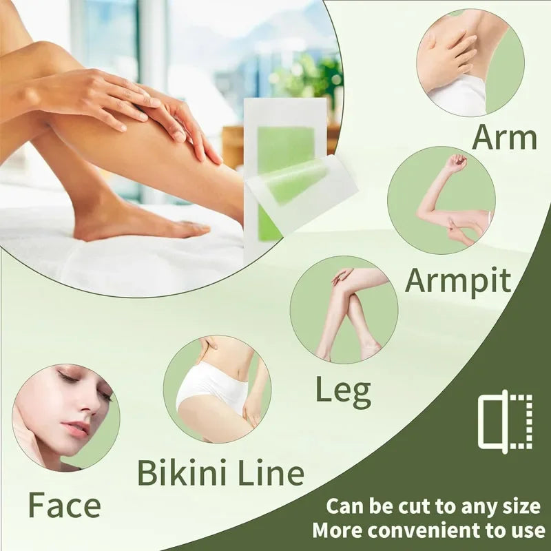 Depilatory Wax Strips for Hair Removal - Soft Cold Wax Paper for Face, Body, and Legs - 50/30/20/10 Pcs