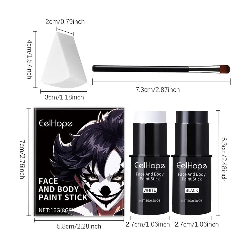 Halloween Face & Body Paint Kit - Waterproof Long-Lasting Makeup Set for Costumes