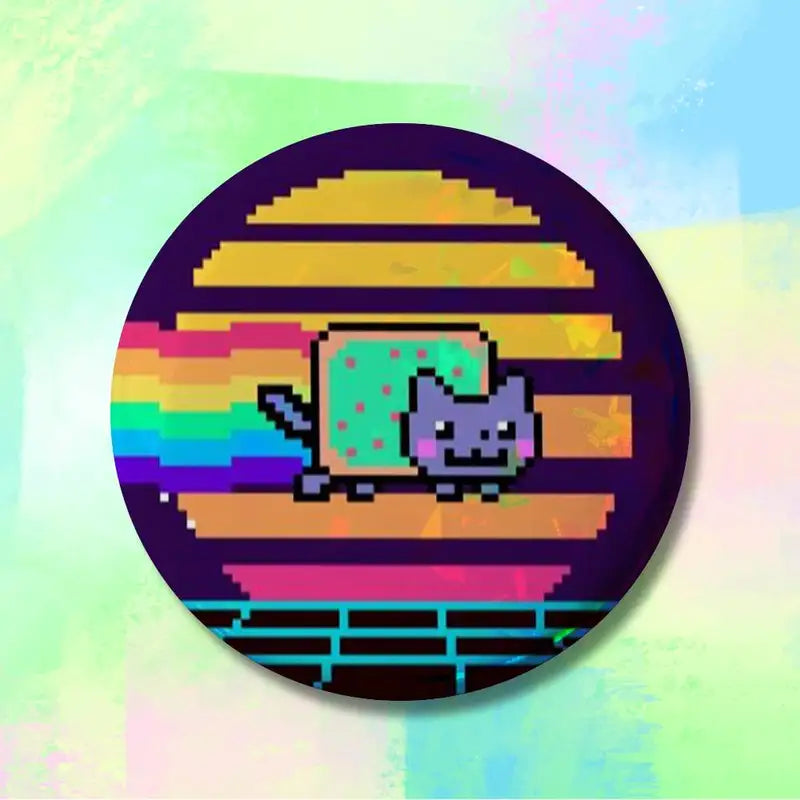 Cute N-Nyan Cat Cartoon Badge Pins for Backpack Accessories - Handmade 58mm
