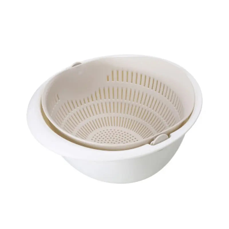 Removable Double Layer Fruit and Vegetable Draining Basket - Rotating Kitchen Basin