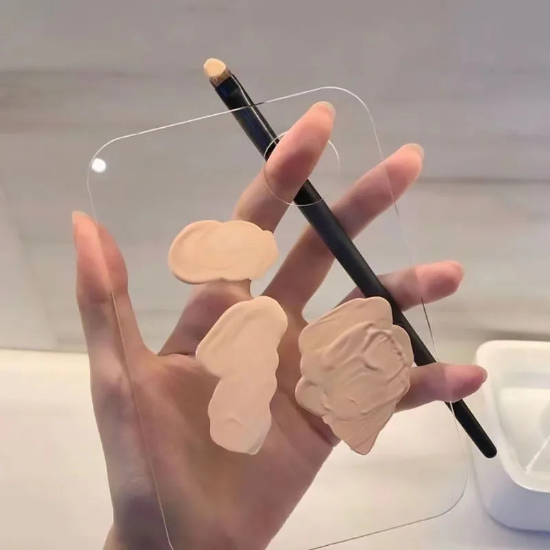 Transparent Makeup Mixing Palette - Acrylic Foundation Tray & Spatula Set