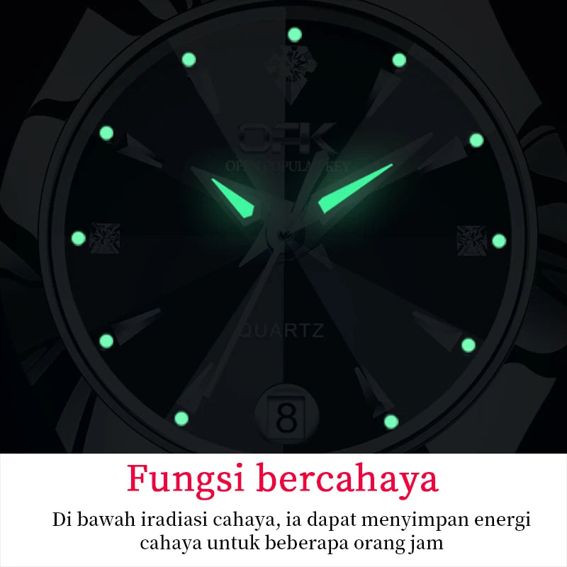Women's Waterproof Luminous Watch with Zircon Dial and Date - Fashionable Ladies Wristwatch