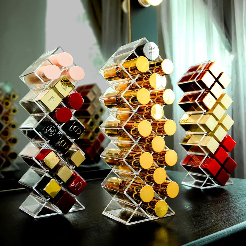 16-Grids Acrylic Lipstick Jewelry Organizer Box - Cosmetic Storage Case