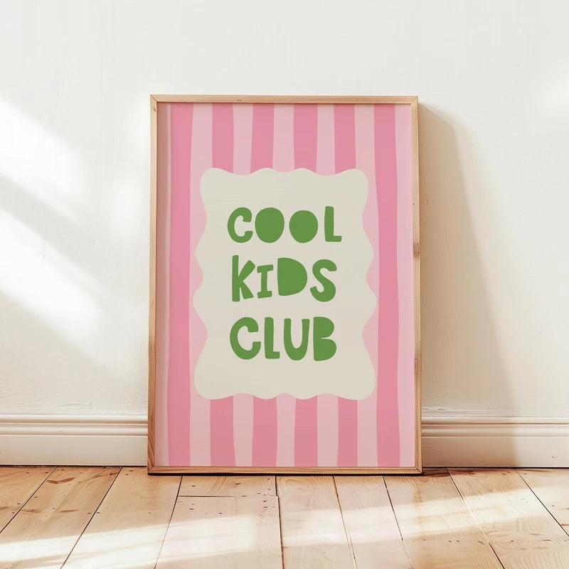 Kids Wall Art Canvas Prints - Cartoon Cool Kids Club Home Decor Poster