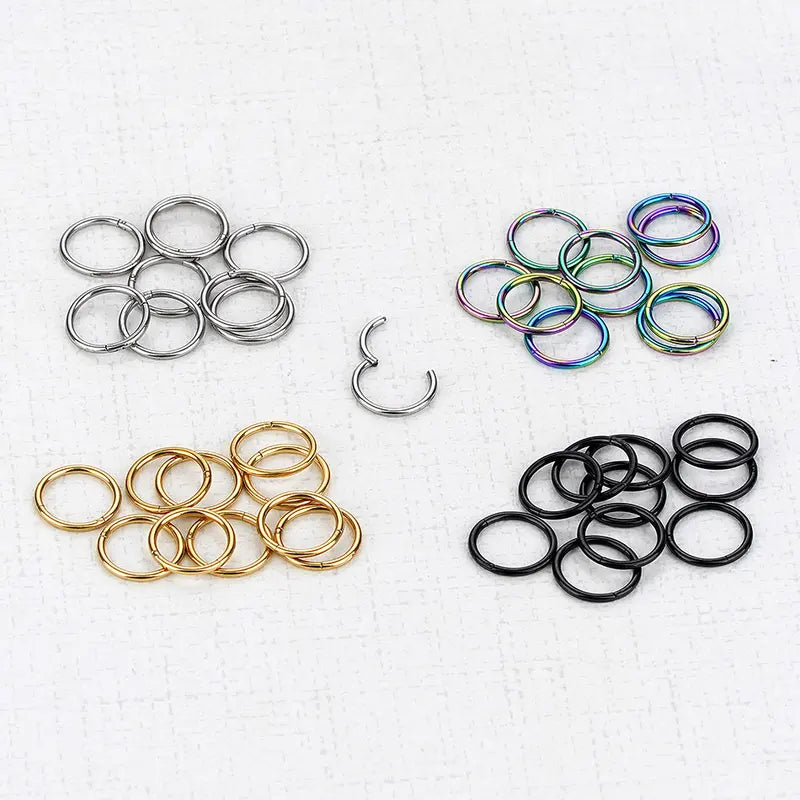 Titanium Septum & Nose Hoop Rings with Hinged Segment - Body Jewelry