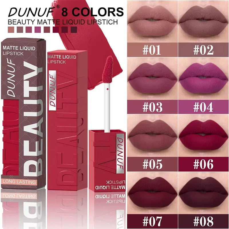 Long-Lasting Matte Lipstick Set - Waterproof Velvet Lip Gloss - 8 Colors
