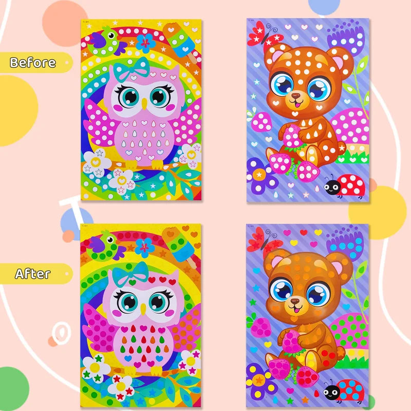 Children Dot Coloring Book with Mosaic Puzzle Stickers - Creative Educational Art Toy