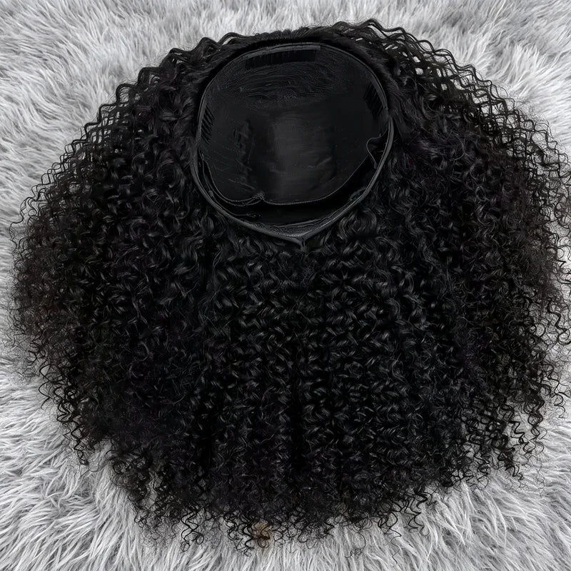 Kinky Curly Human Hair Wig 250% Density Seamless Flip Over 3-in-1 Wear No Glue