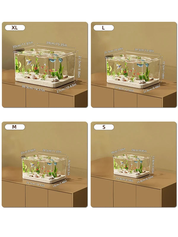 Clear Desktop Fish Tank for Office & Home Decor - Rectangular Bare Aquarium