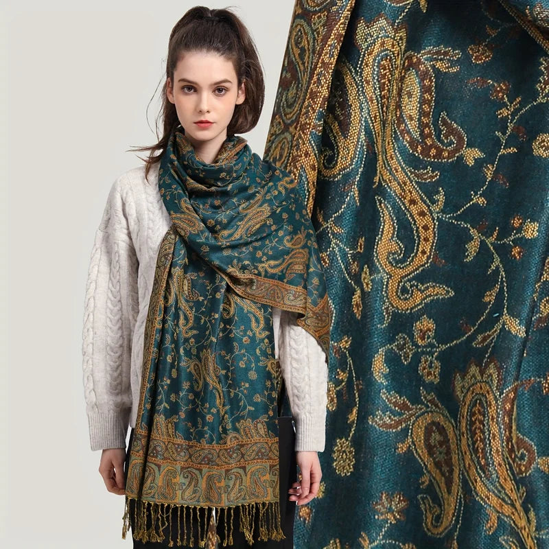 Wholesale Pashmina Scarf Wrap Paisley Jacquard Shawl Vintage Cotton Wrap