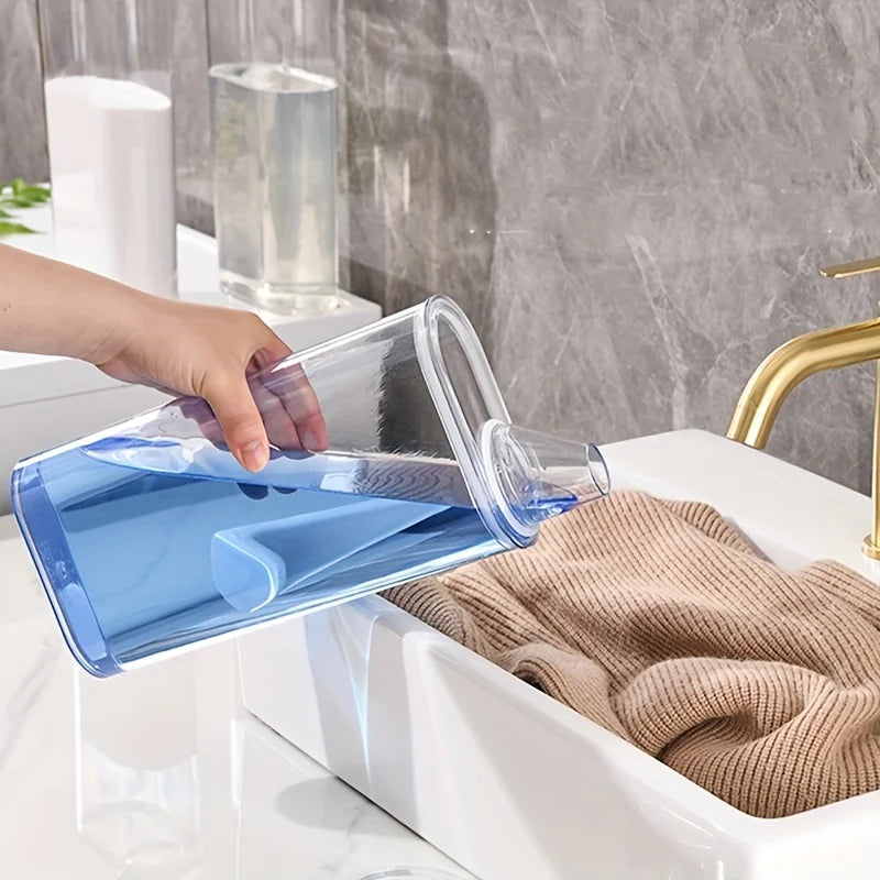 Transparent Laundry Detergent Dispenser with Measurement Markings - Storage Box for Powder, Bleach, Fabric Softener
