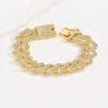 Men's Gold Chain Bracelet with Clear Crystal Stones - Hip Hop Miami Link Style