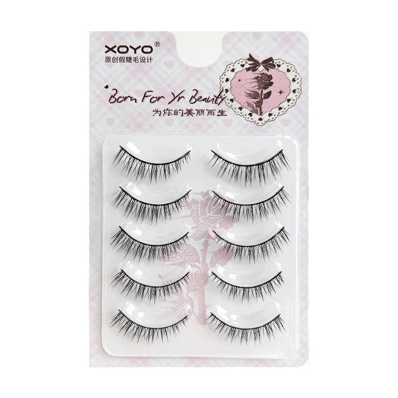 Cosplay False Eyelashes Strip C Curl Natural Look Synthetic Fiber 7-13mm