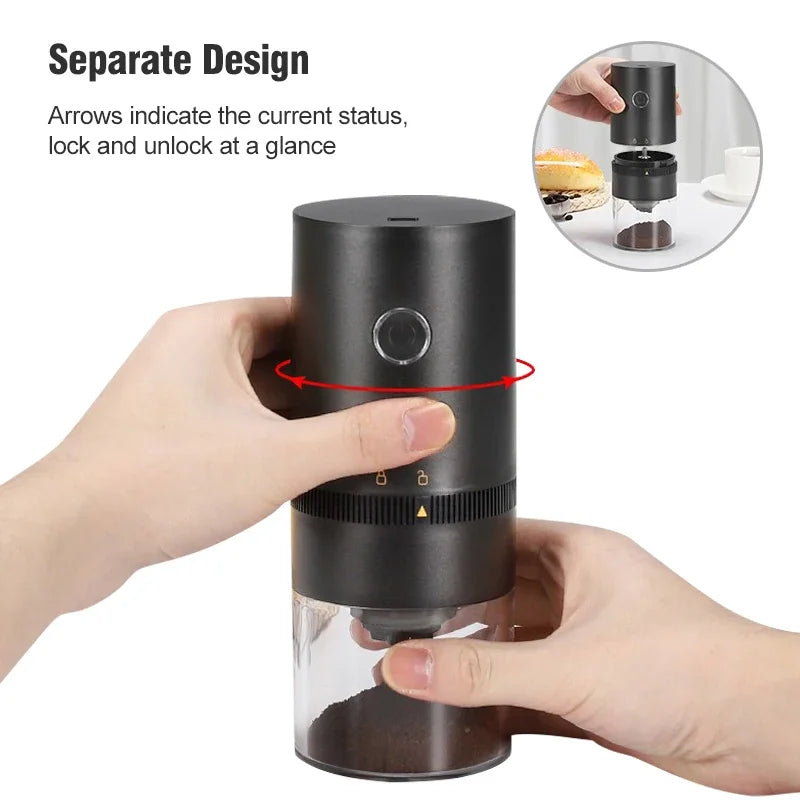 Portable USB Coffee Grinder - Professional Ceramic Burr Mill with Rechargeable Battery