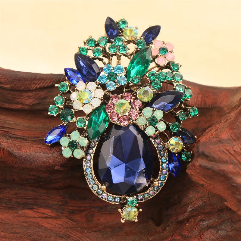 Luxury Flower Brooch Pin Jewelry Accessory for Men Women Wedding Party Gift